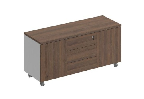 Тумба для оргтехники Римини, цвет дуб темный + белый + дуб темный