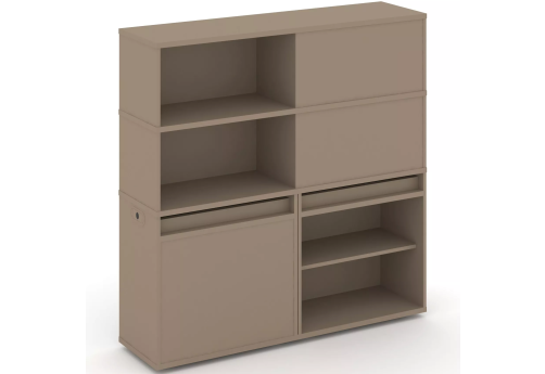 Тумба двойная с надставкой высокой (набор №17, вариант 1), цвет латте