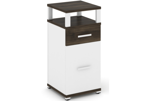 Тумба опорная/приставная 1 ящик + 1 распашной фасад с надставкой Динен, цвет дуб мали-белый