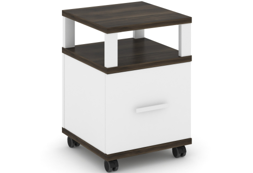 Тумба мобильная 1 распашной фасад с надставкой Динен, цвет дуб мали-белый