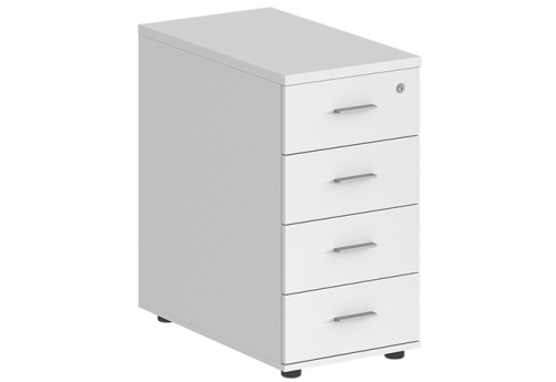 Тумба приставная с 4 ящиками (метабокс) с замком без топа Индиго Вуд, цвет белый