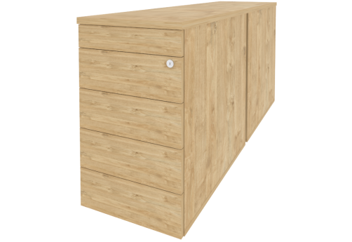 Тумба двойная приставная/опорная (TIP-ON), цвет тиквуд светлый