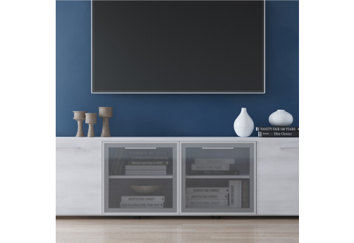 Греденция (2 стеклянные и 2 глухие двери) Левант, цвет белое дерево