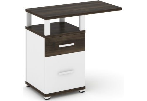 Тумба приставная узкая 1 ящик + 1 распашной фасад с надставкой широкой Динен, цвет дуб мали-белый