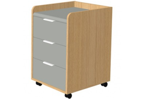 Тумба мобильная, цвет серый + дуб сорано