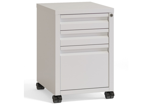 Тумба мобильная металлическая (центральный замок), цвет белый