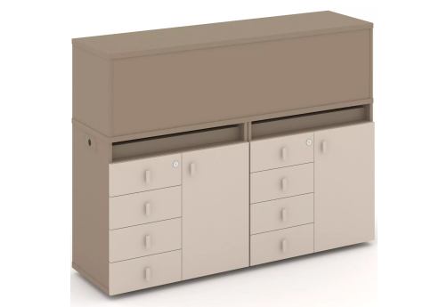 Тумба двойная с надставкой низкой (набор №4, вариант 2), цвет латте + капучино