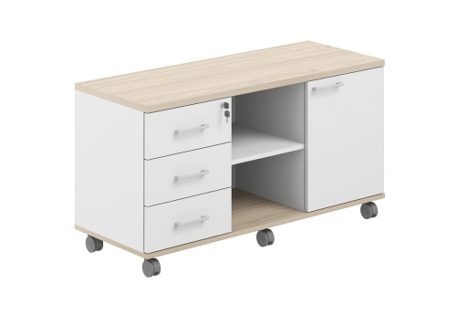 Тумба сервисная мобильная с замком Фламинго, цвет белый + акация