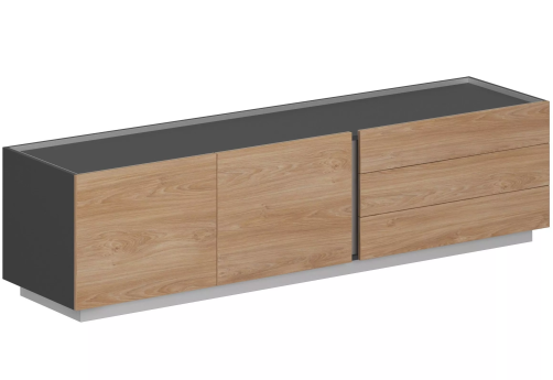 Тумба опорная приставная правая, цвет оникс серый + гикори