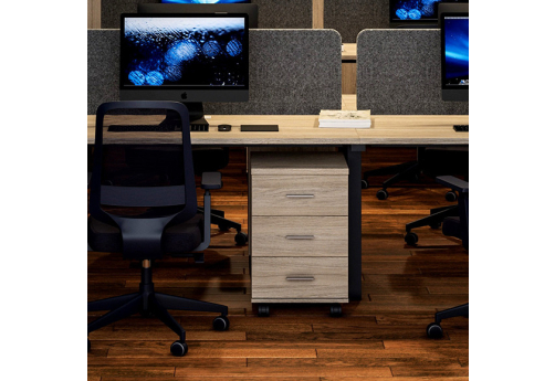 Тумба мобильная с 3 ящиками и центральным замком Индиго Вуд, цвет дуб светлый