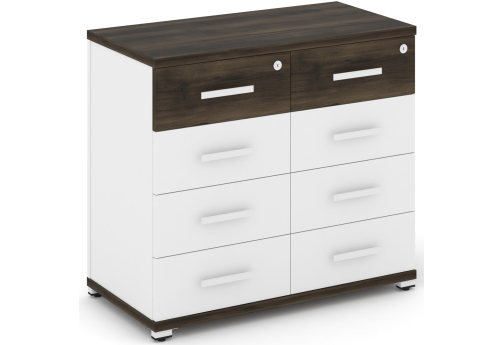 Тумба приставная широкая 8 ящиков Динен, цвет дуб мали-белый