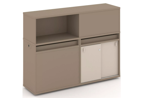 Тумба двойная с надставкой низкой (набор №20, вариант 1), цвет латте + капучино