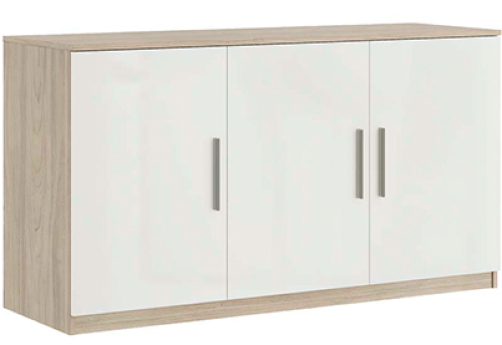 Креденция 3 двери с глянцевым фасадом Виенсо, цвет вяз + белый