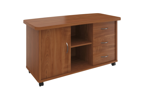 Греденция мобильная с 3 ящиками и дверью Адмирал, цвет орех