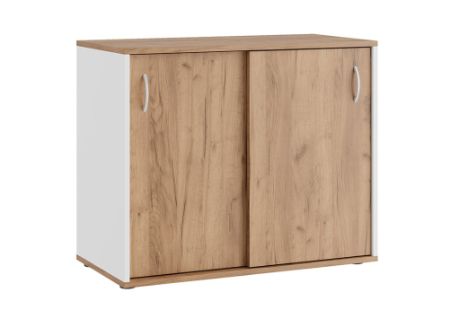 Тумба с раздвижными фасадами Стинг, цвет дуб крафт + белый