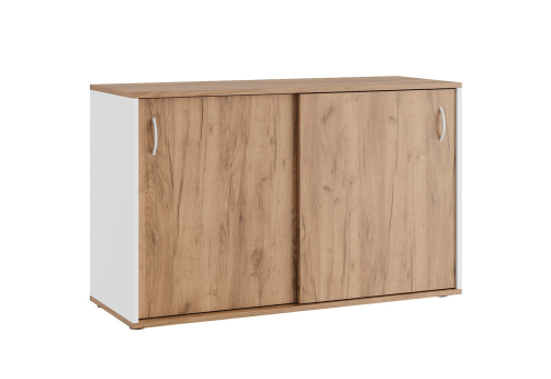 Тумба с раздвижными фасадами Стинг, цвет дуб крафт + белый
