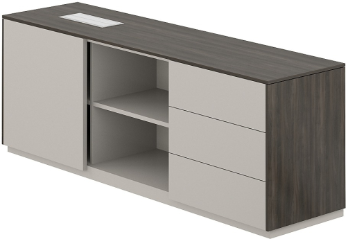 Тумба опорная правая Дания, цвет брэнсон трюфель + серый камень