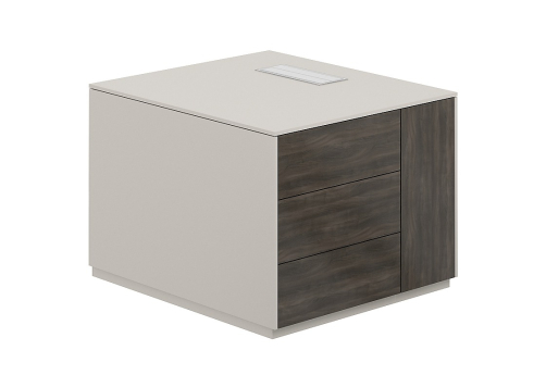 Тумба опорная правая Дания, цвет серый камень + брэнсон трюфель