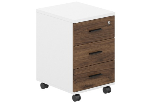 Тумба мобильная 3 ящика (метабокс) Индиго Вуд, цвет дуб модена + белый