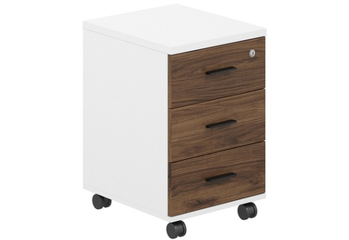 Тумба мобильная 3 ящика с центральным замком Индиго Вуд, цвет дуб модена + белый
