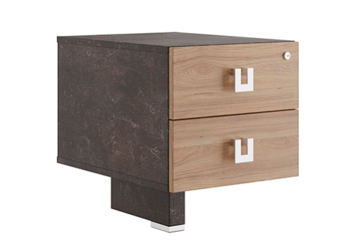 Тумба приставная с 2 ящиками Челси, цвет вяз + бетон темный