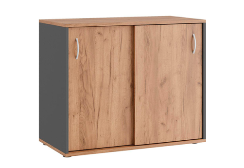 Тумба с раздвижными фасадами Эрника, цвет дуб крафт + антрацит