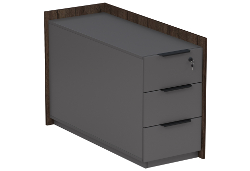 Тумба опорная угловая с ящиками (метабокс) и замком Венди, цвет брауни + графит