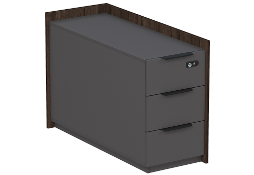 Тумба опорная угловая с ящиками (метабокс) и кодовым замком Венди, цвет брауни + графит