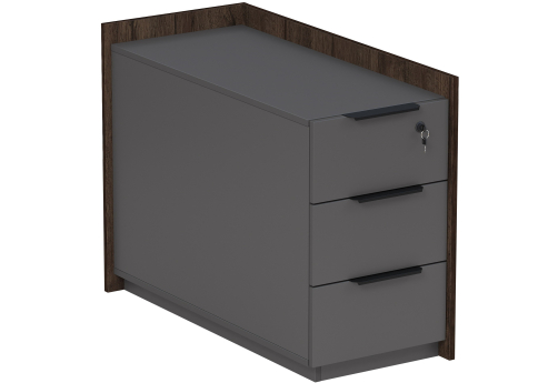 Тумба опорная угловая с ящиками и замком Венди, цвет брауни + графит