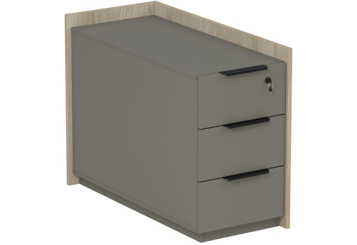 Тумба опорная угловая с ящиками и замком Венди, цвет светлый дуб + терра