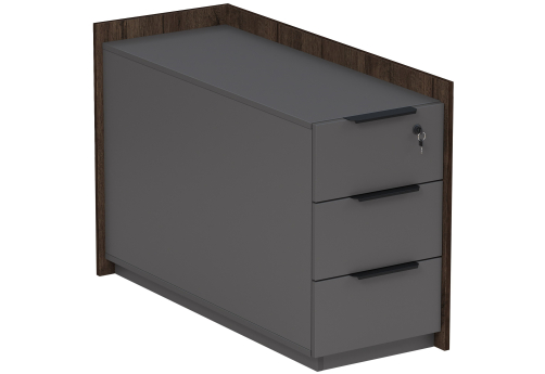 Тумба опорная угловая с ящиками и замком Венди, цвет брауни + графит