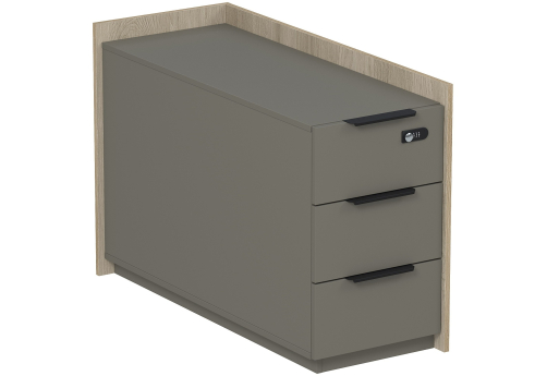 Тумба опорная угловая с ящиками и замком Венди, цвет светлый дуб + терра