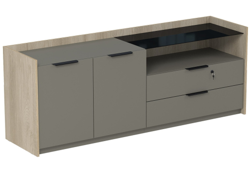 Тумба опорная двусоставная (левая, правая) (метабокс) с замком Венди, цвет светлый дуб + терра