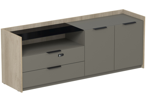 Тумба опорная двусоставная (левая, правая) (метабокс) с кодовым замком Венди, цвет светлый дуб + терра