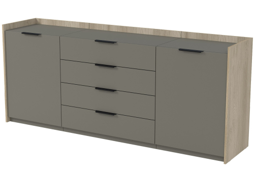 Тумба трехсоставная с ящиками (метабокс) Венди, цвет светлый дуб + терра