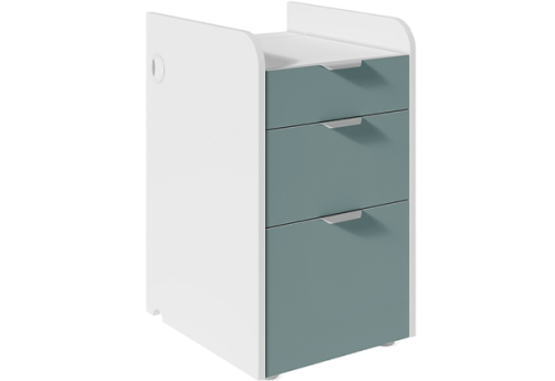 Тумба опорная с 3 ящиками Беллони, цвет эвкалипт + белый