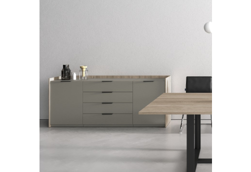 Тумба трехсоставная с ящиками (метабокс) Венди, цвет светлый дуб + терра