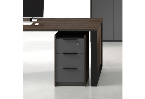 Тумба подкатная 3 ящика с замком Венди, цвет брауни + графит