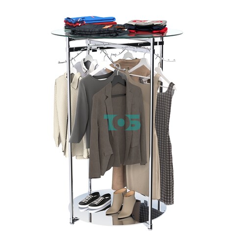 Хромированное вешало Круг №2-1 (низ - зеркальный, верхняя платформа - стекло 8мм)