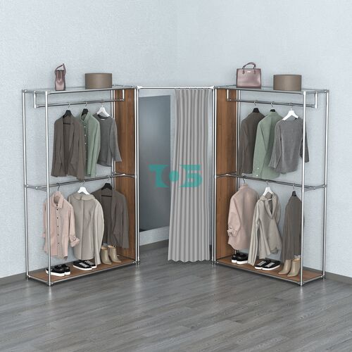 Примерочная с зеркалом из системы ХРОМ с поручнями №1-1