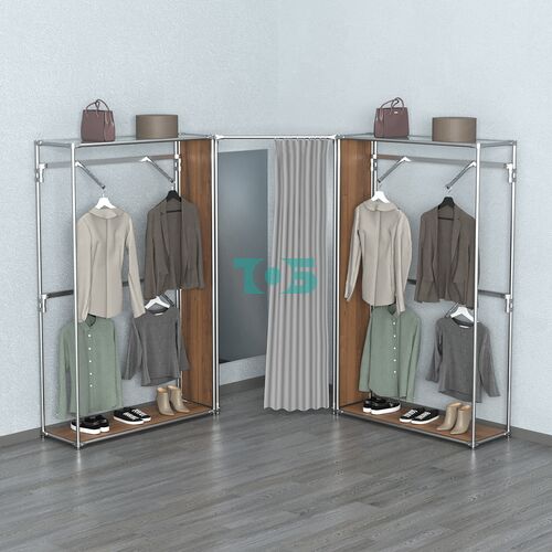 Примерочная с зеркалом из системы ХРОМ с поручнями №2-1