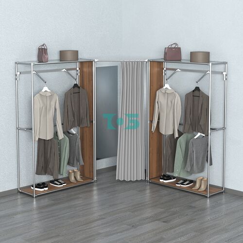 Примерочная с зеркалом из системы ХРОМ с поручнями №4-1