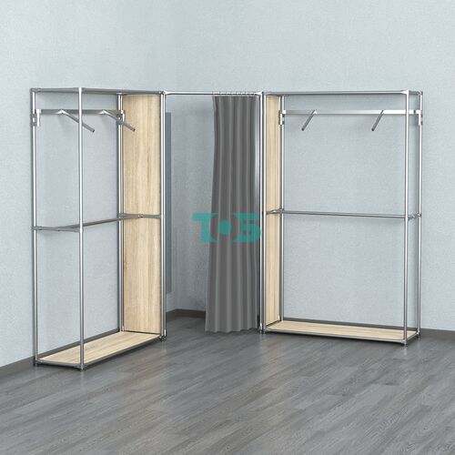 Примерочная с зеркалом из системы ХРОМ с поручнями №4-1