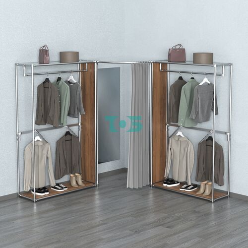 Примерочная (вход- дуга) с зеркалом из системы ХРОМ с поручнями №2-2