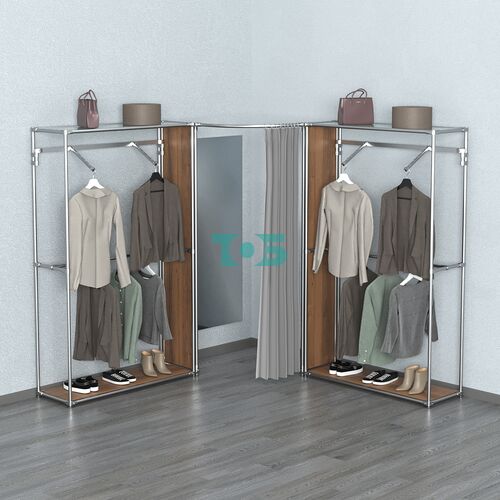 Примерочная (вход- дуга) с зеркалом из системы ХРОМ с поручнями №4-2