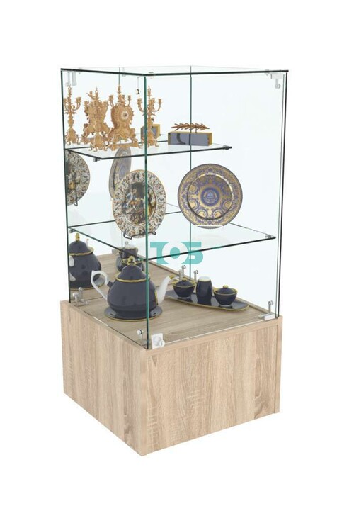 Торговый пристенный прилавок Зеркало со стеклянной дверкой №111 (закрытый)