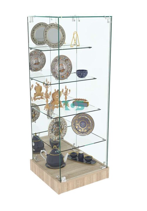 Торговый пристенный прилавок Зеркало с прозрачными полками "лесенкой" №133 (закрытый)