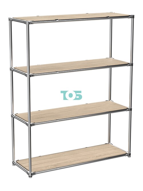 Торговый хромированный стеллаж с полками ДСП №7