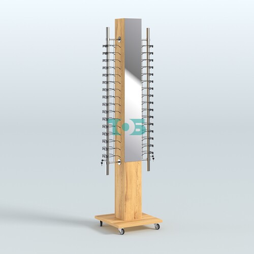 Островная торговая стойка из ДСП для продажи очков №1-D-102 закрытого типа (с торцевыми зеркалами)