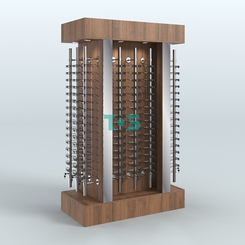 Комплект стеллажей из ДСП с подсветкой для продажи очков №1-а (З/Д) (с торцевыми зеркалами)